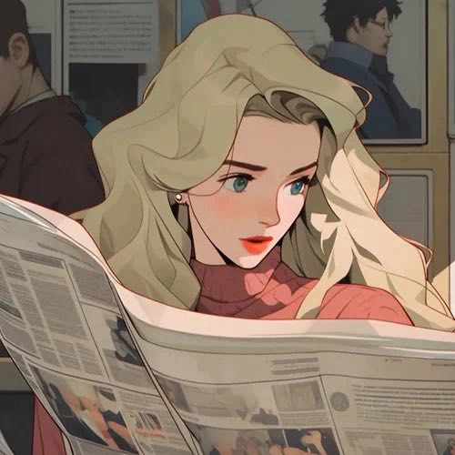 动漫看报情侣头像女
