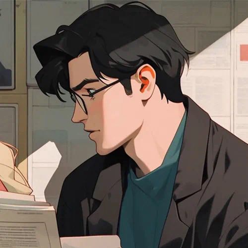 动漫看报情侣头像男