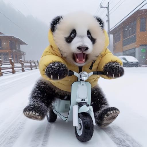 熊猫雪地骑摩托头像