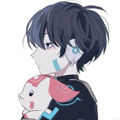抱着宠物动漫男生头像