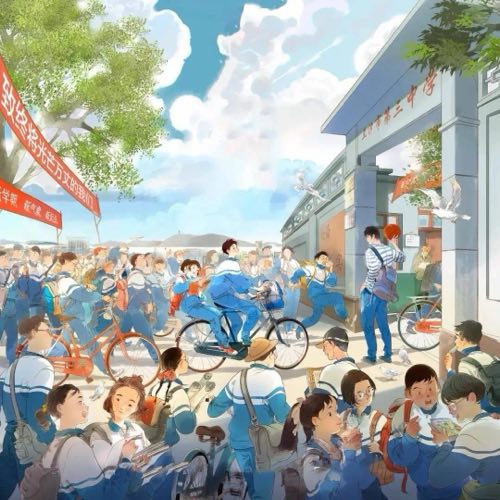 励志插画学生时代头像