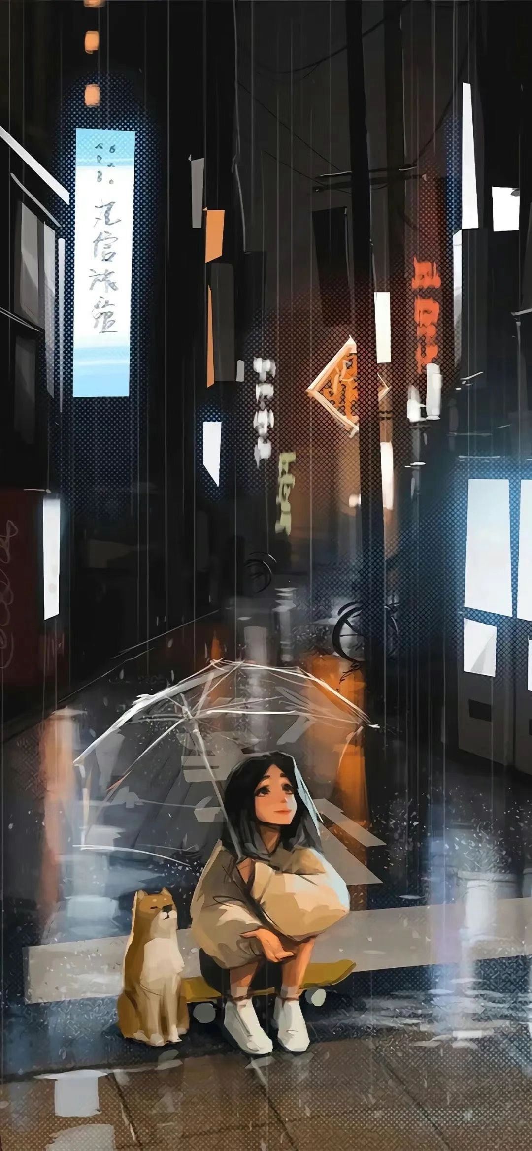 一个女孩打伞手机壁纸